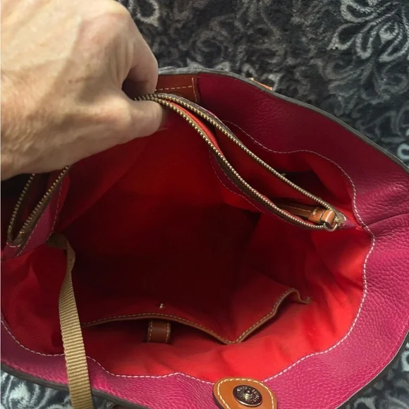Dooney & Bourke Pink and Brown Leather Tote - Picture 5 of 9